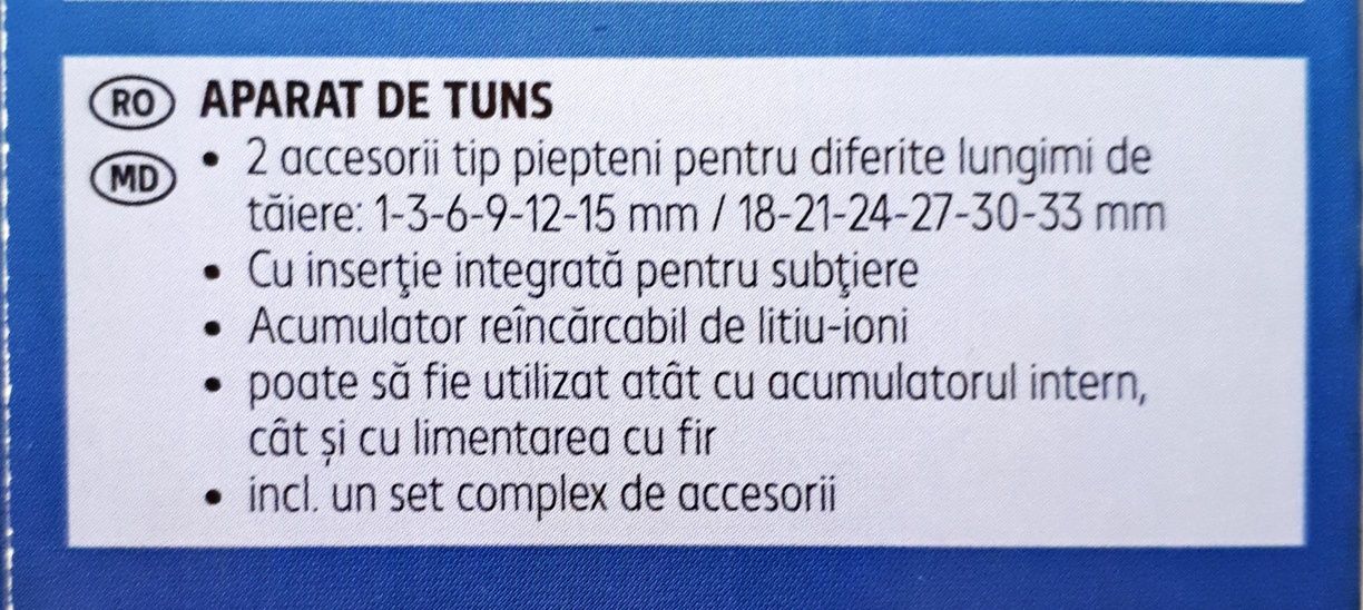 Aparat electric de tuns cu dublă alimentare