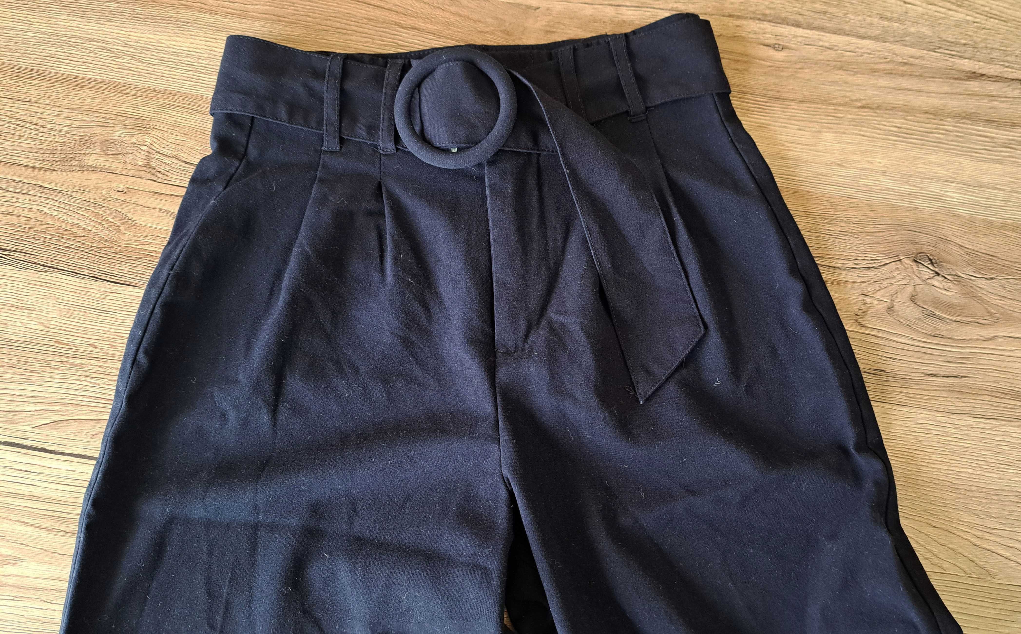 летен панталон с висока талия - тъмно син - размер  XS/S