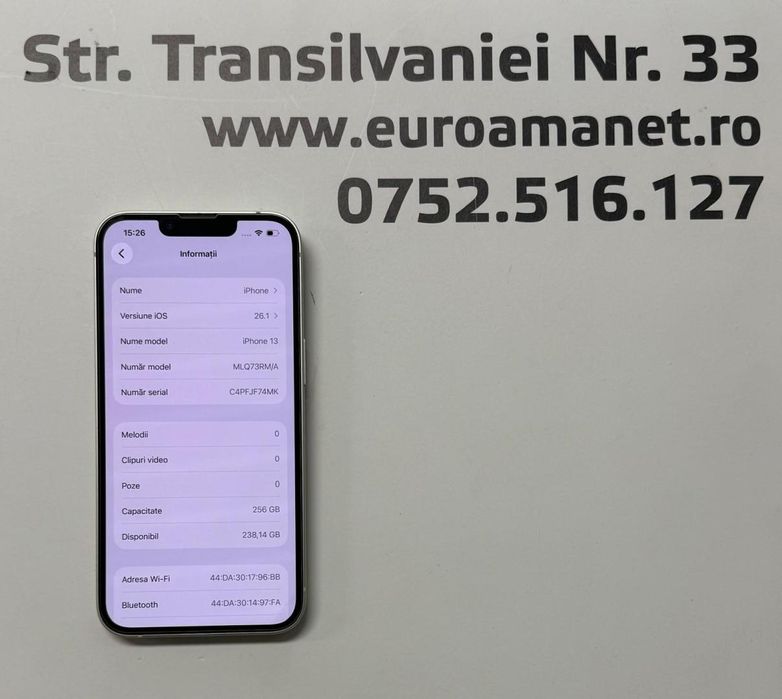 Telefon Apple iPhone 13, 256GB, 5G, Starlight -T-