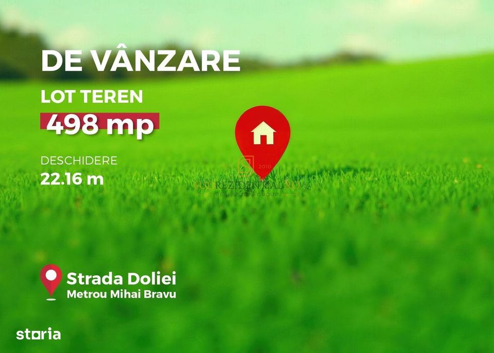 Teren 498 mp de vanzare,metrou Mihai Bravu,ideal dezvoltare imobiliara