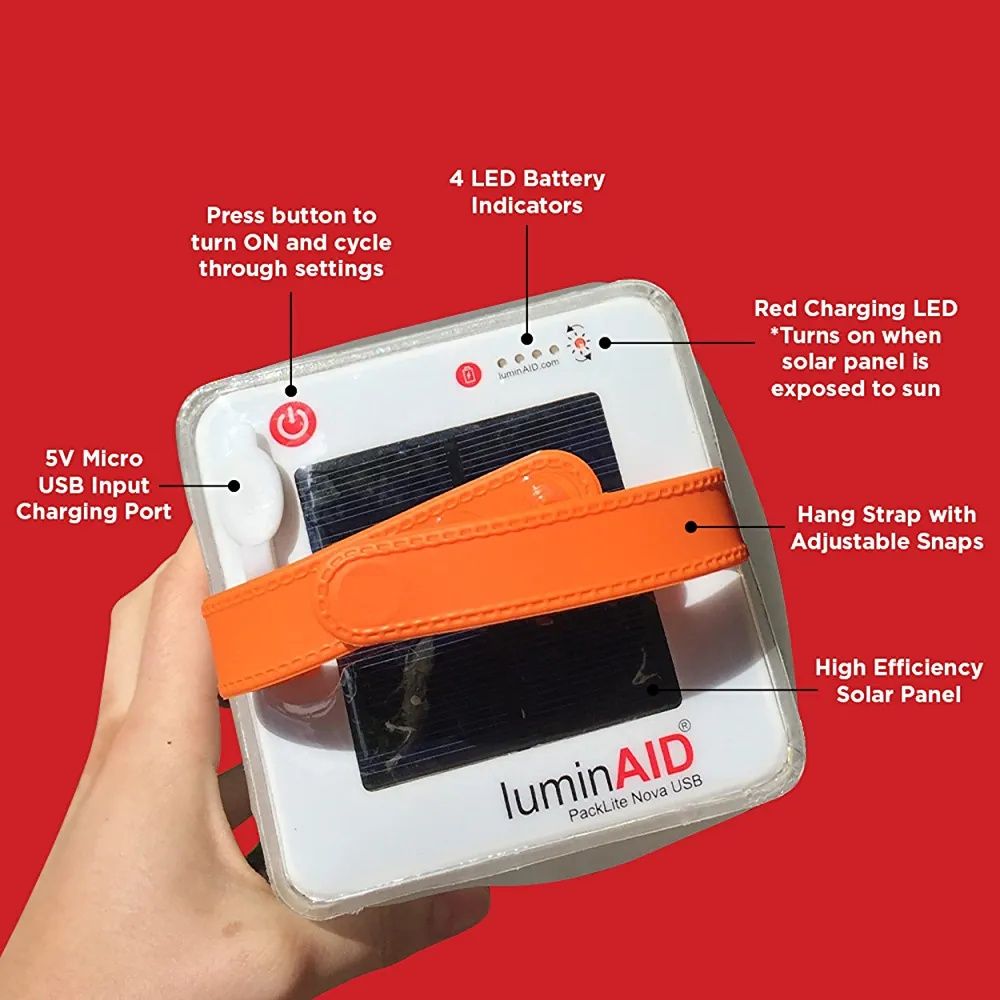 LuminAID 2в1 соларен фенер за къмпинг и зарядно за телефон LED лампа