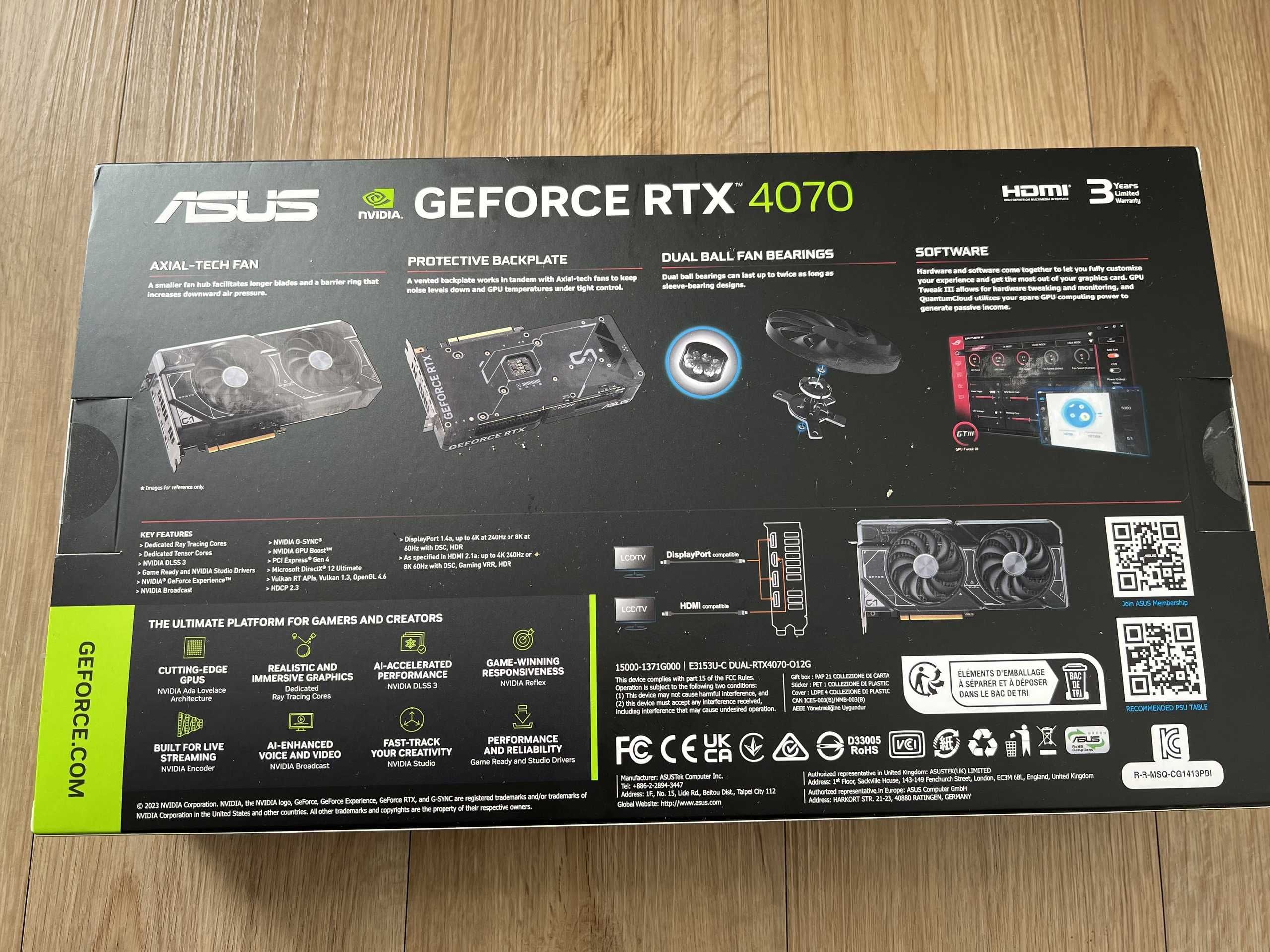 Продам новую rtx 4070 Asus 12gb