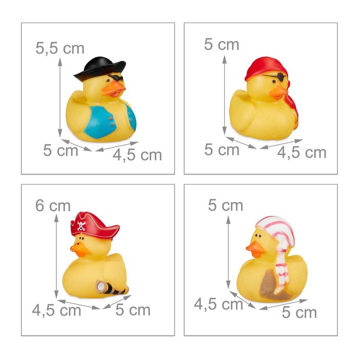 Set de 4 ratuste de baie pirat 4 modele jucarie de baie 5x4.5x5 cm
