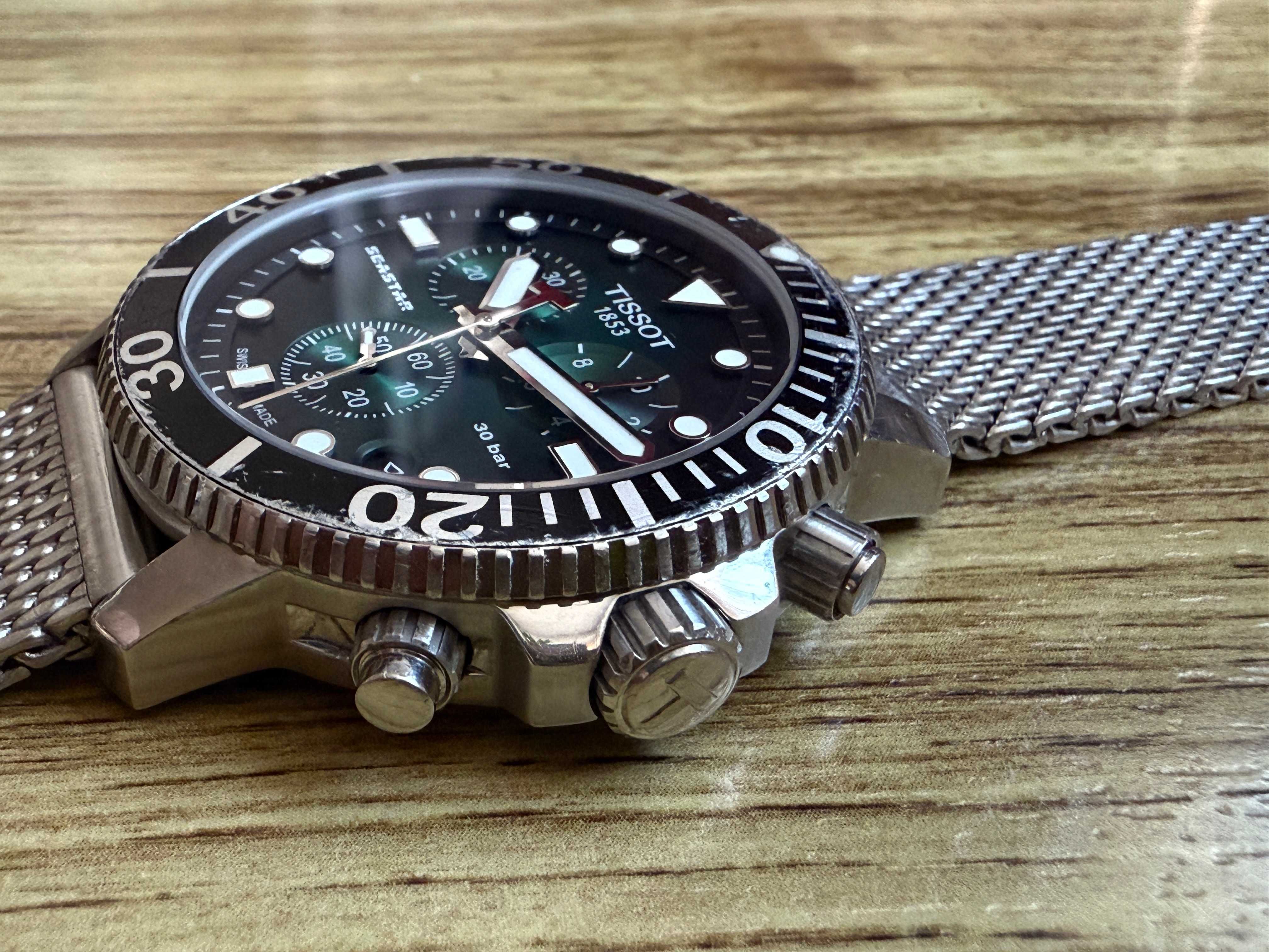 Tissot SeaStar 1000 Chronograph 45.5mm`Green Dial/Milanese Band
