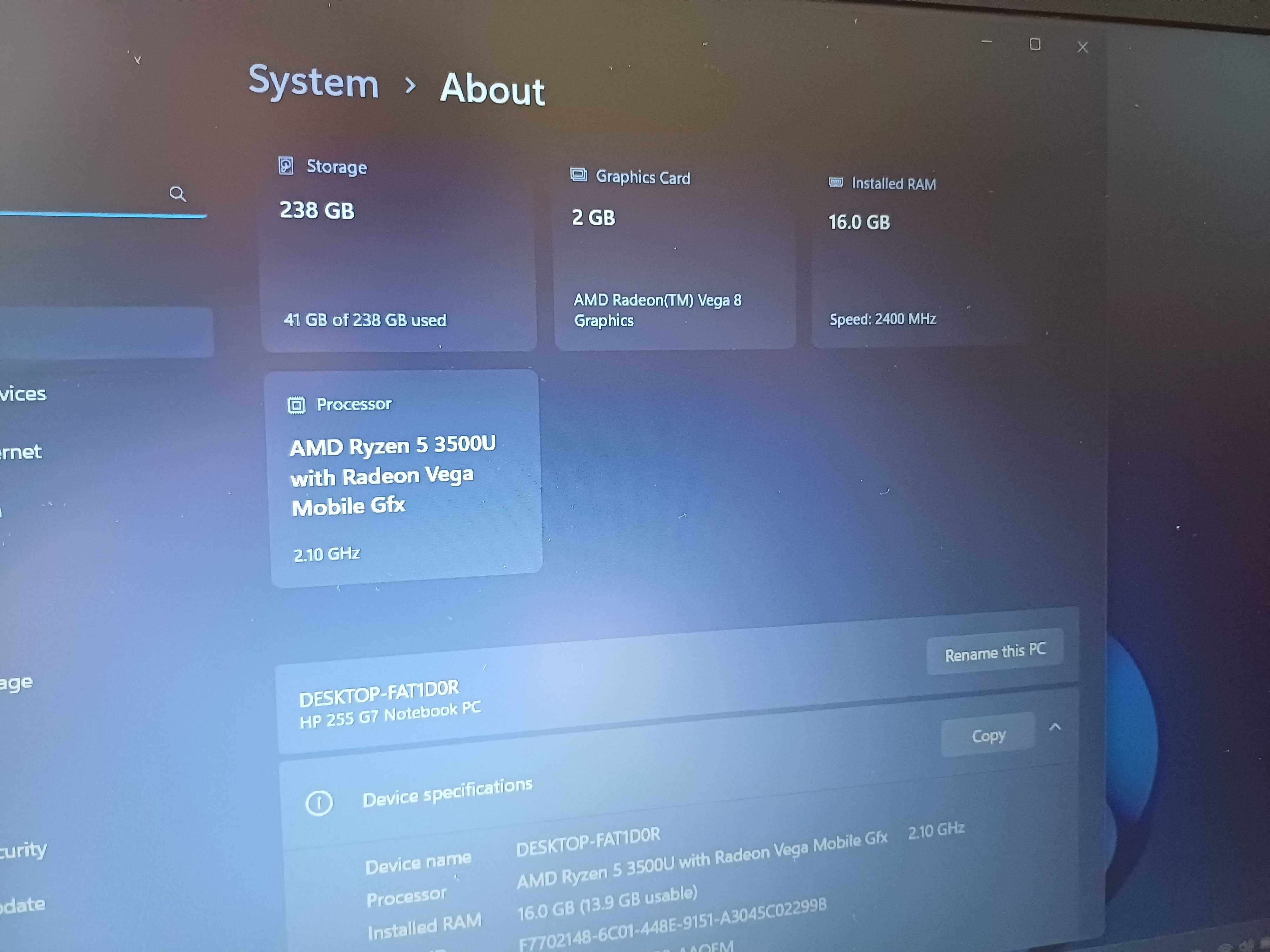 15.6'FullHD HP 255 G7 AMD Ryzen 5/16GB DDR4/512GB SSD