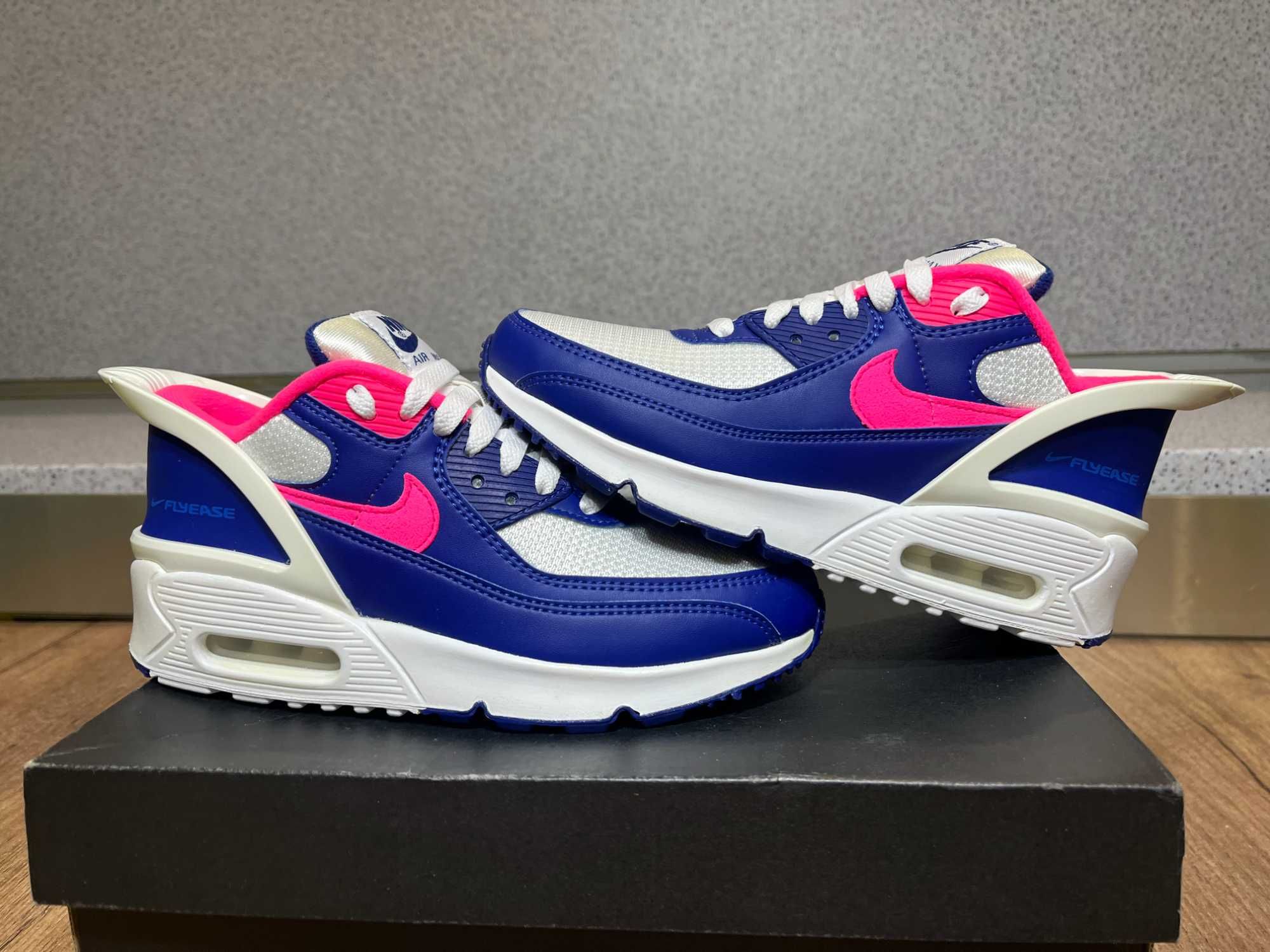 ОРИГИНАЛНИ *** Nike Air Max 90 Flyease White Blue Pink Easy On Off