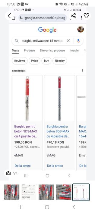 Hilti/Wliwaukee Burghie SDS-Plus /Max TE-CX
18 lungime 250 mm