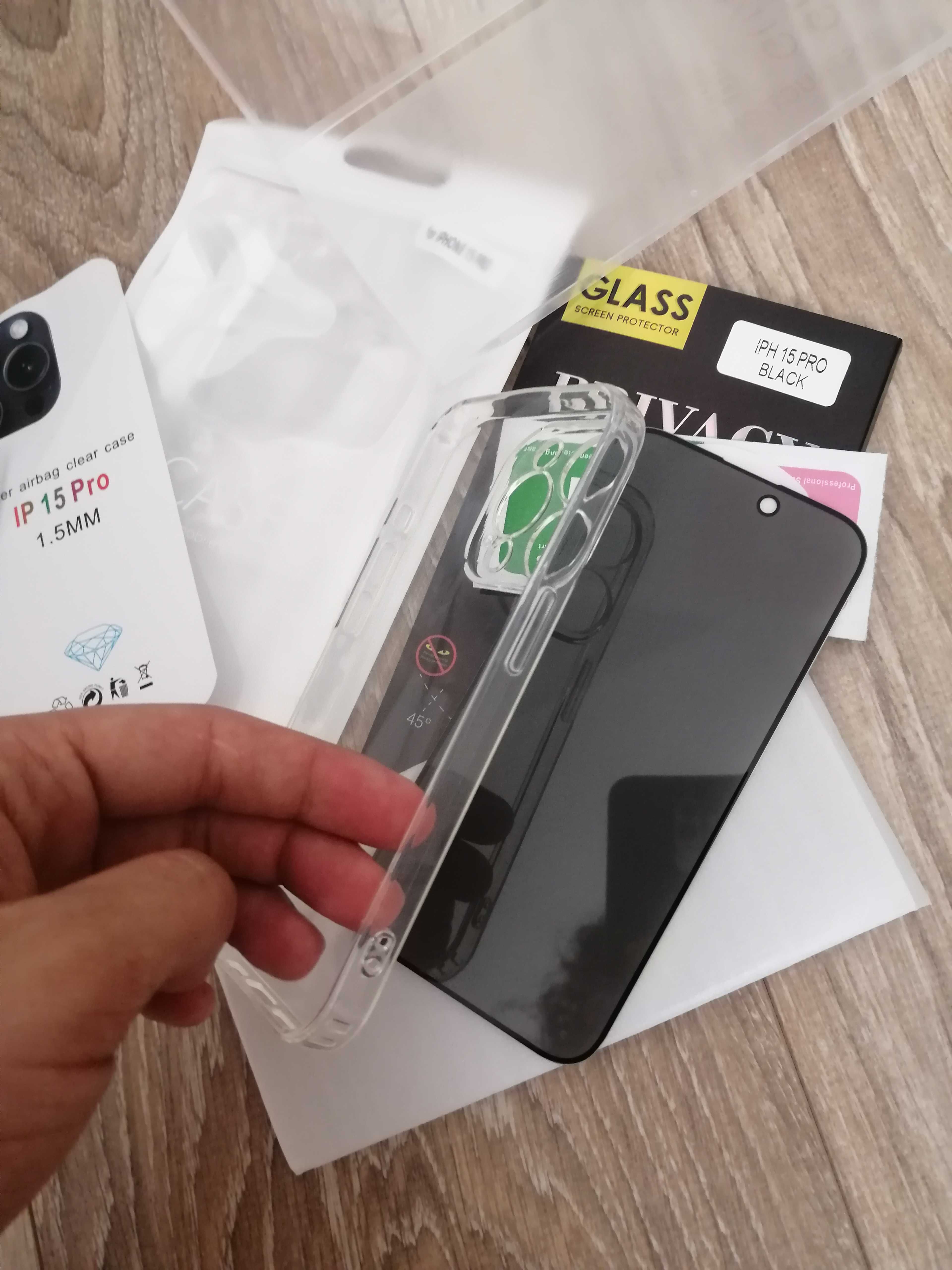 Силиконов калъф+ протектор за Iphone 15pro+протектор за камерите