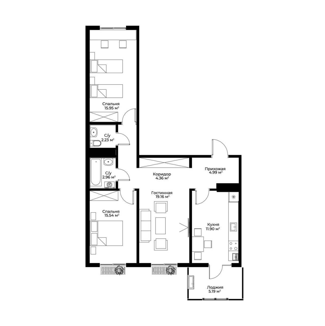 продаётся 3х комнатная квартира в ЖК "Assalom Jomiy" от Golden House