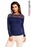 Bluza cu model din dantela aplicat in partea suS TRANSPORT GRATUIT