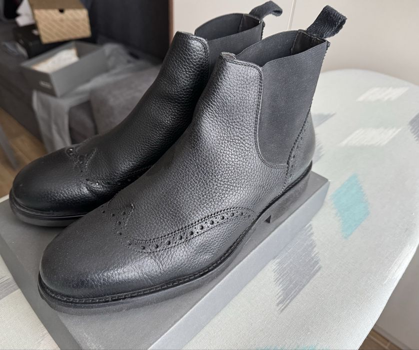 Мъжки черни боти Massimo Dutti 42номер от естествена кожа