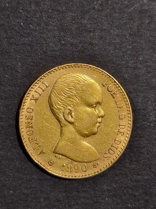 Златна монета 25песети АлфонсоXII 1881,1880,20 песети АлфонсоXIII 1890