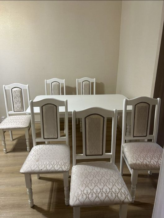 Стол+6 стульев, белый