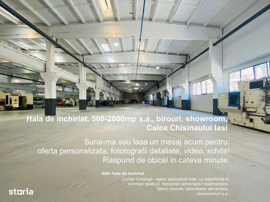 Hala de inchiriat, 500-2000mp birouri showroom Calea Chisinaului Iasi