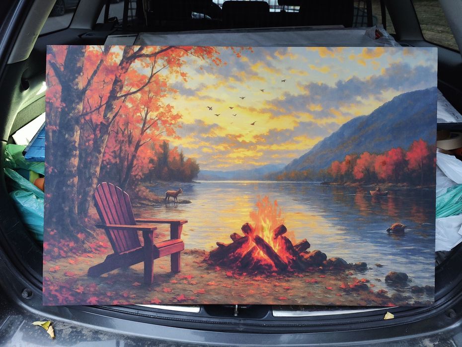 Светеща картина с LED осветление - езерото