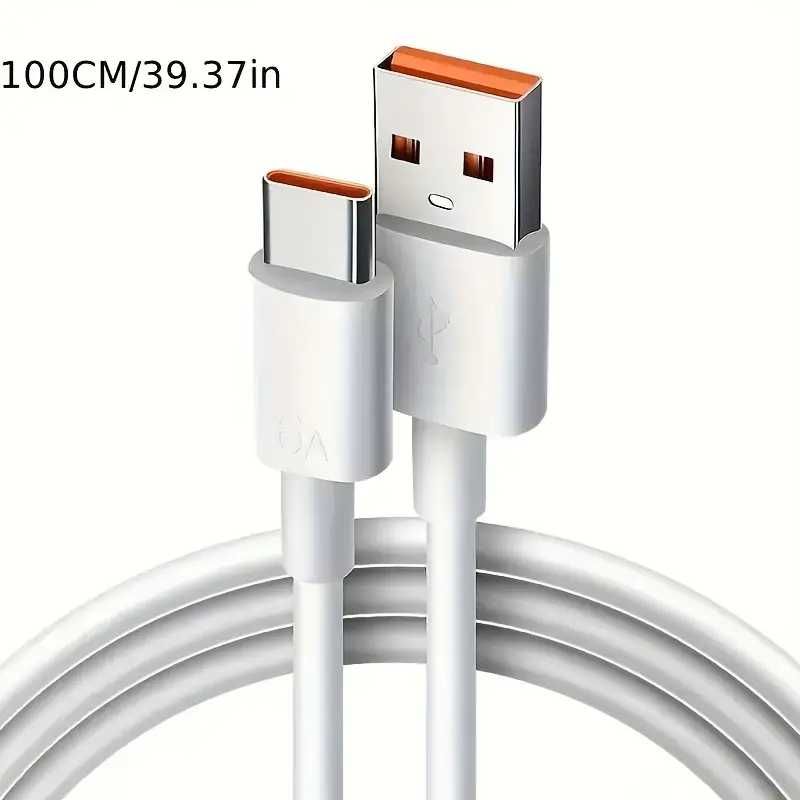 Кабели за зареждане от 60 W USB-C към USB-C Бели и Сиви (6A) Premium!!