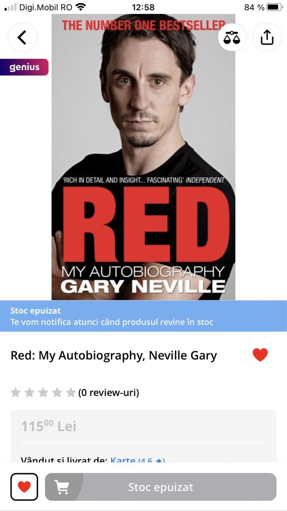 Red: My Autobiography, Gary Neville, ediție in engleză, Manchester Utd