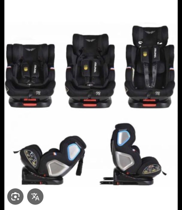 Стол за кола Moni - Colonel 360, 0-36 kg, с IsoFix, черен