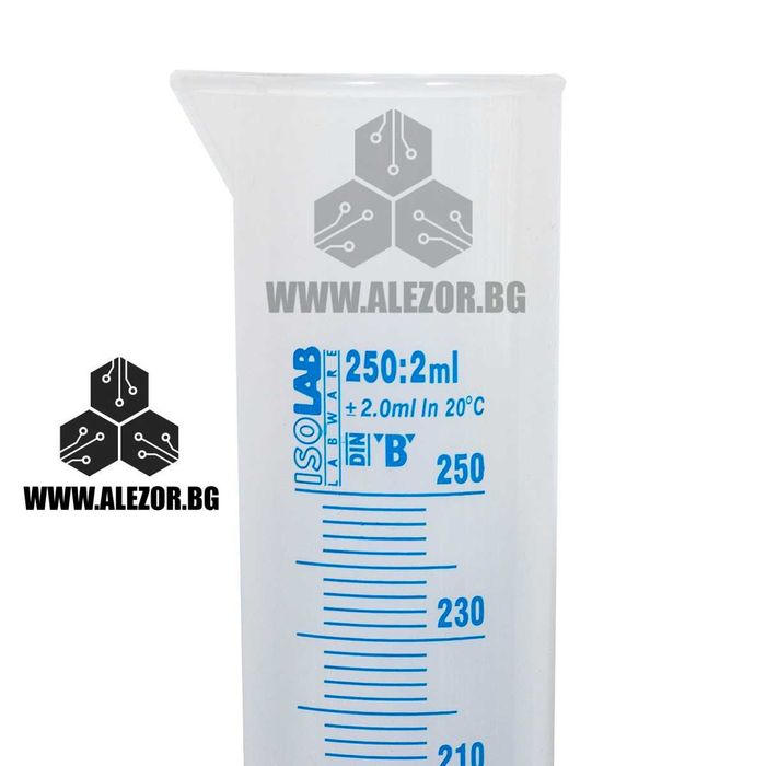 Мерителен цилиндър 250 мл клас B, синя градуировка Колба, 20204242