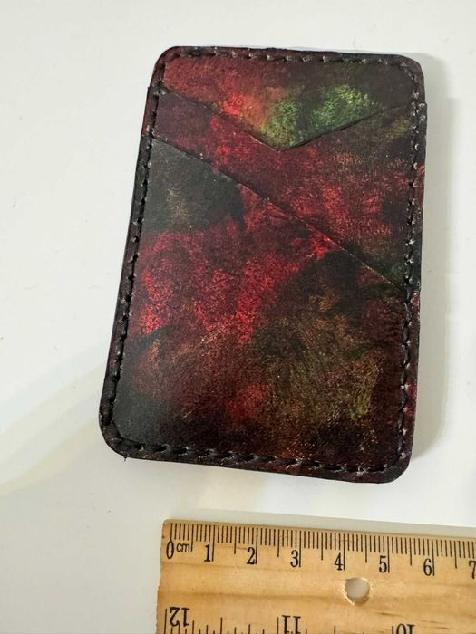 Portcard din piele vopsit manual