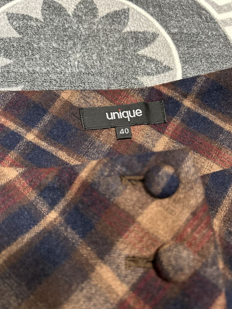Юбка-шотландка шерстяная на подкладе, бренд Unique