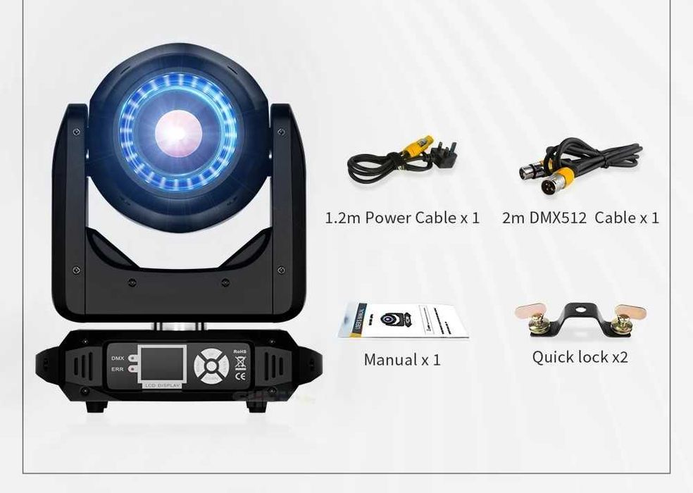 Movinghead Spot 160W LED cu ring light RGB (disco dj nunti evneimente)