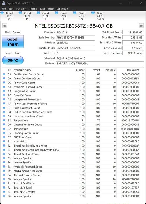 Intel SSD - 4TB - SATA - Model SSDSC2KB038TZ