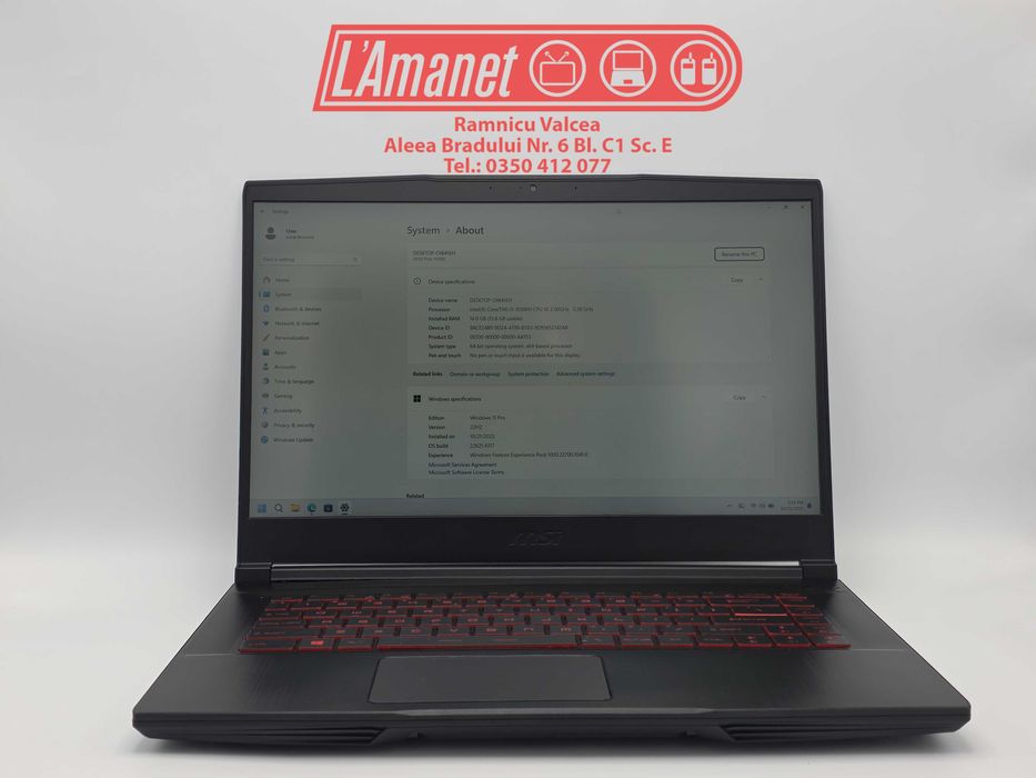 Laptop Gaming 15.6" FHD MSI GF64 Thin i5 10300H 16GB 1TB SSD RTX 2060