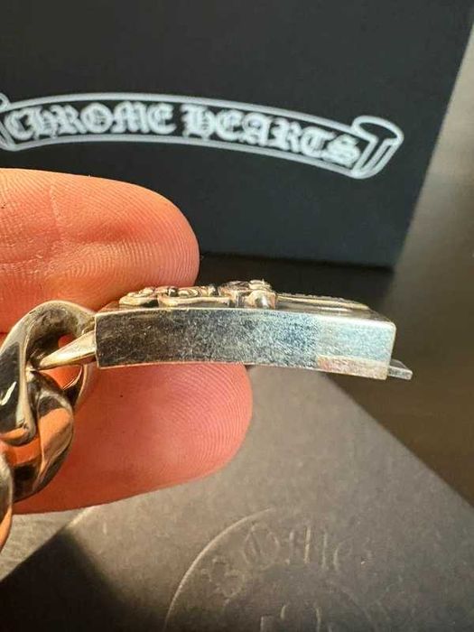 Chrome Hearts .925 Silver Smooth Cuban Link Dagger ID Bracelet