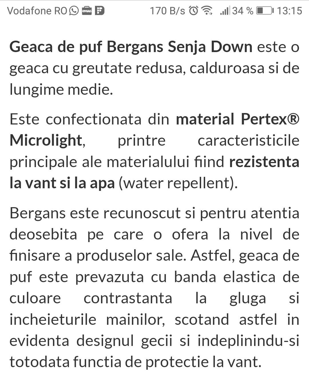 Geaca puf Bergans