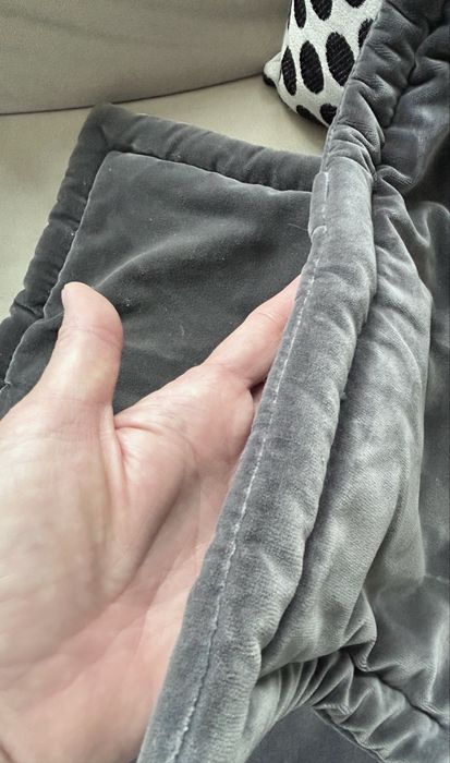 Set 12 Fețe perna catifea gri borduri groase 2 marimi 40x64cm 60x64cm