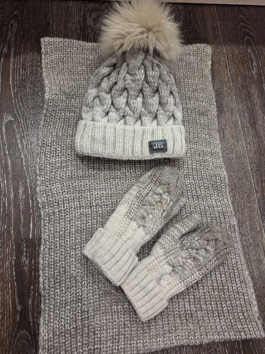 Шапка снуд варежки комплект