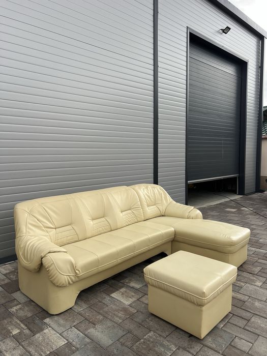 Coltar Living ~ Sufragerie Piele Naturala + Taburet