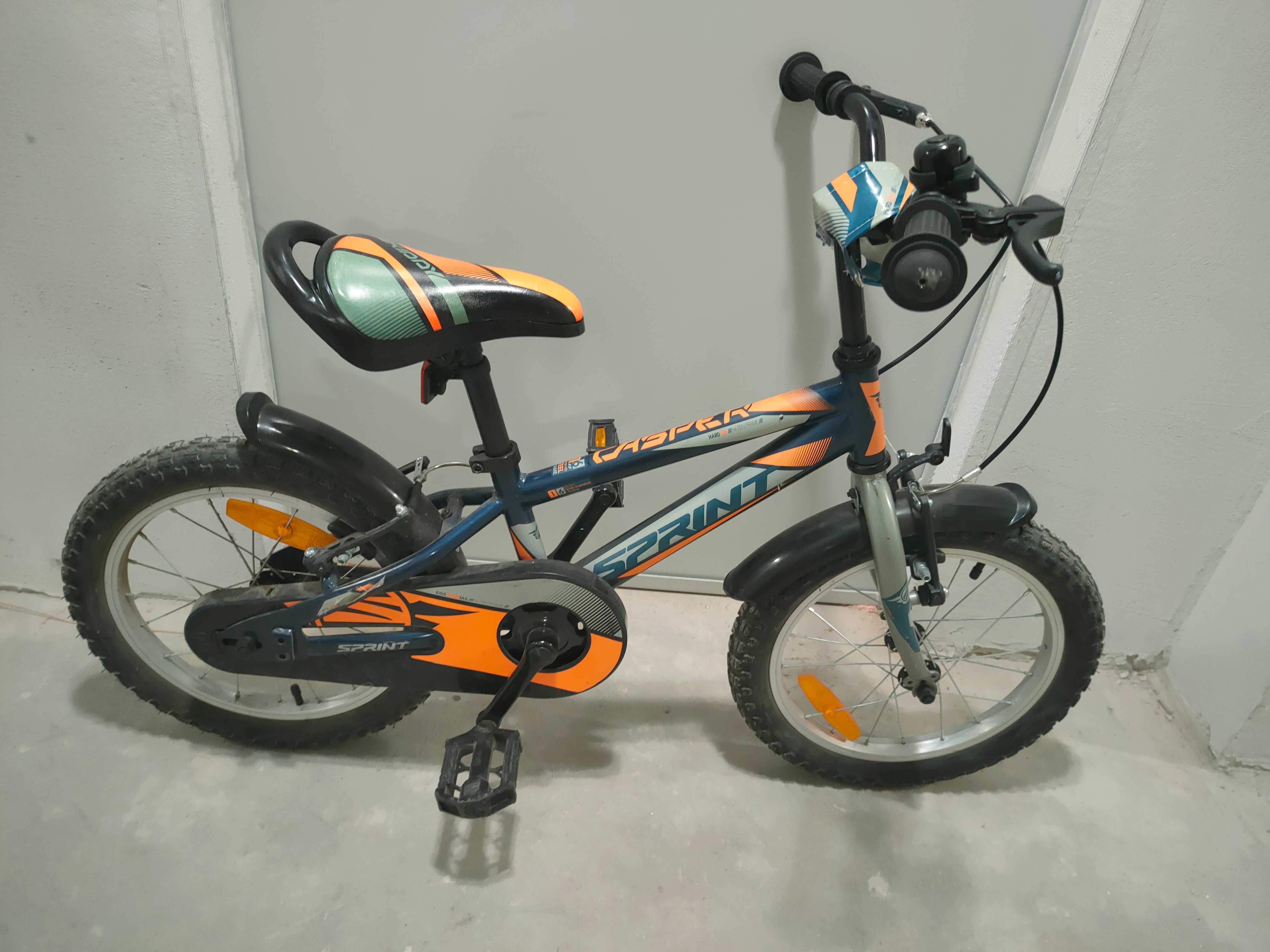 SPRINT Велосипед сaspar 16"M DARK BLUE мatt/NEON ORANGE