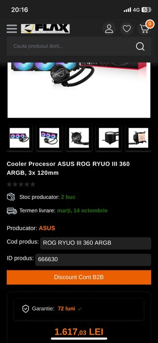 Cooler Procesor ASUS ROG RYUO III 360 ARGB, 3x 120mm