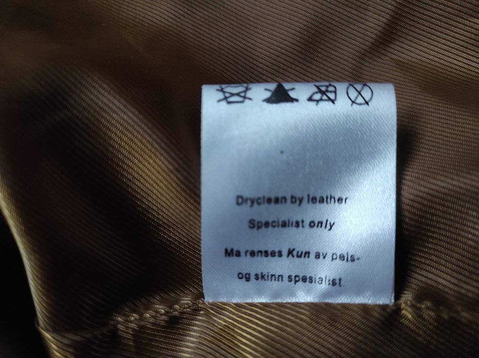 Мъжко кожено кафяво яке с плетена яка, почти ново, размер S, Hong Kong