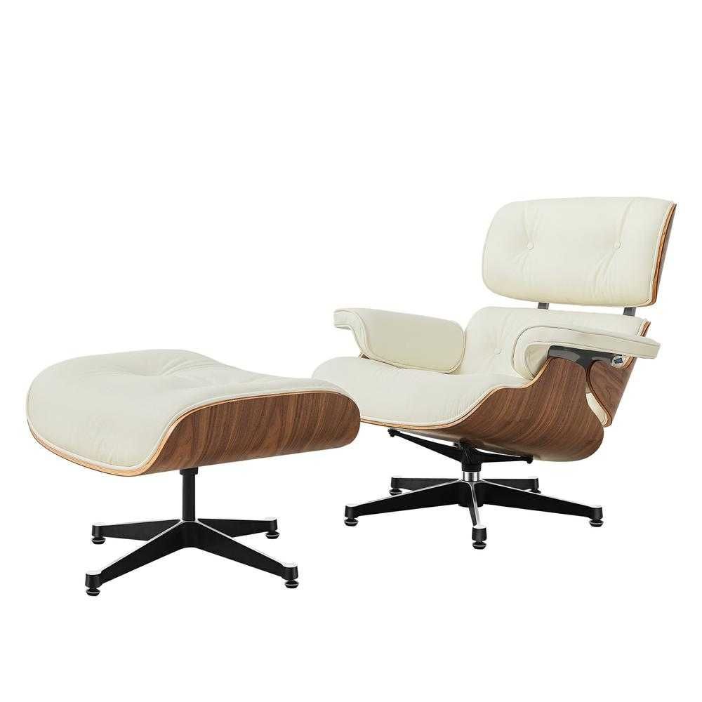 Fotoliu High-End Eames Lounge Chair cu Otoman furnir nuc