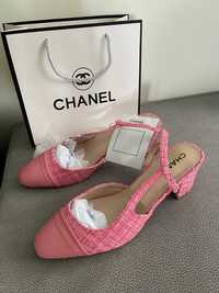 Обувки сини розови бели лилави на ток Шанел Chanel