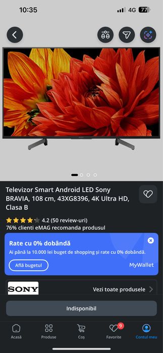 Televizor Smart Android LED Sony BRAVIA, 108 cm, 43XG8396, 4K Ultra HD