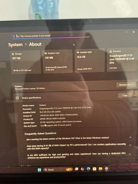 Vand laptop Microsoft Surface