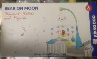Carusel muzical Kikkaboo pentru bebelusi cu Proiector Moon Bear Pink