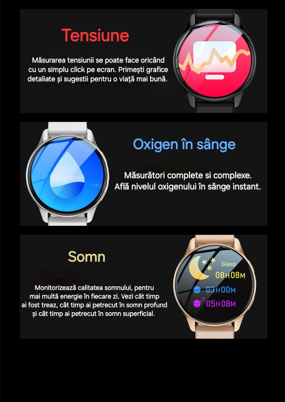 Smartwatch tip GalaxyWatch6: apeluri/mesaje/notificari. Sport/Sănătate