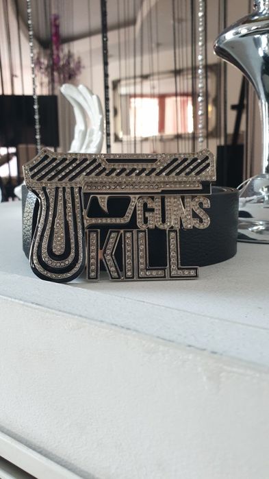 Curea din piele catarama revolver "Bling-Bling"