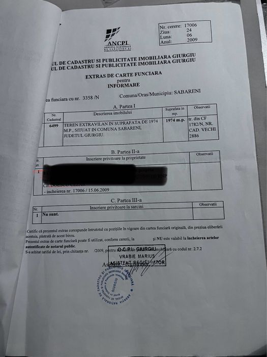 Teren Sabareni 1900 mp