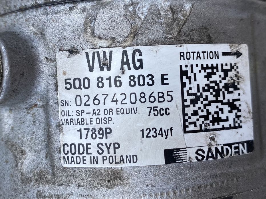 Compresor clima / Ac Audi / VW / Skoda / Seat 1.6, 2.0 : 5Q0816803E