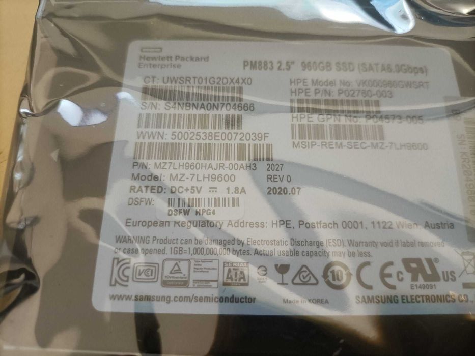 vand ssd  1tb sata3 samsung pm883 nas datacenter server enterprise 2.5