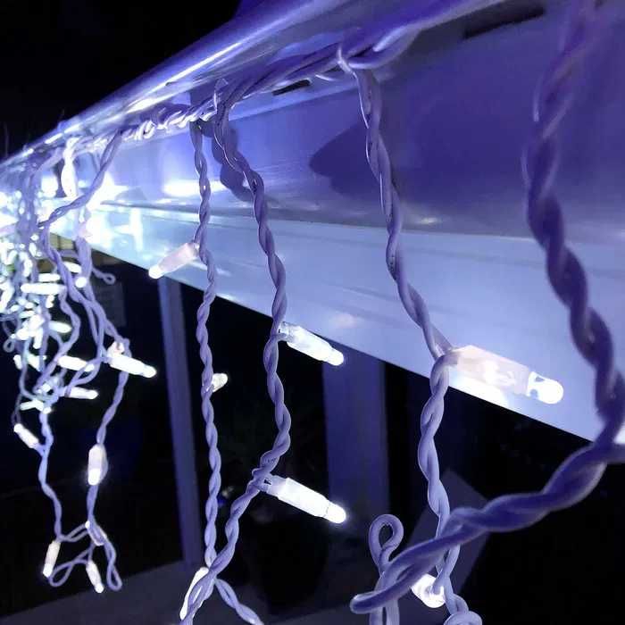 Професионални външни коледни лампи LED завеса флаш ефект студено бяла