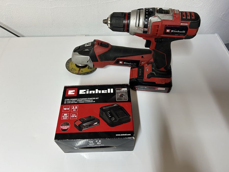 Vand set bormasina si flex si incarcator Einhel