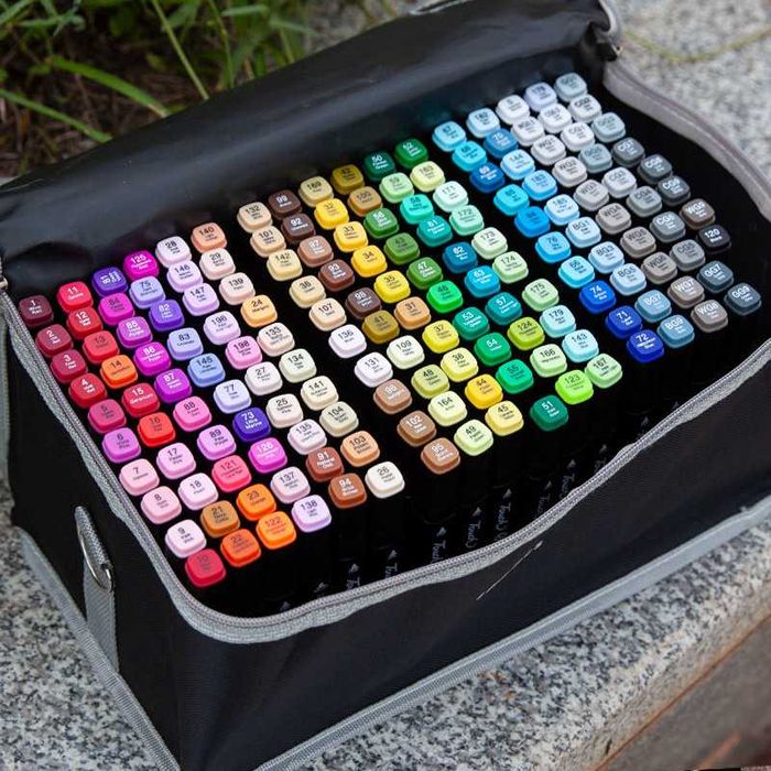 Set de carioci multicolore, cu baza de alcool, Cap dublu 1mm-6mm,