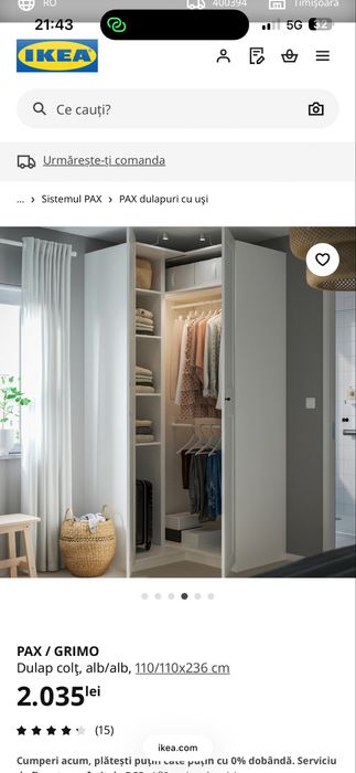 Dulap Colt IKEA  PAX 110/110X236 cm